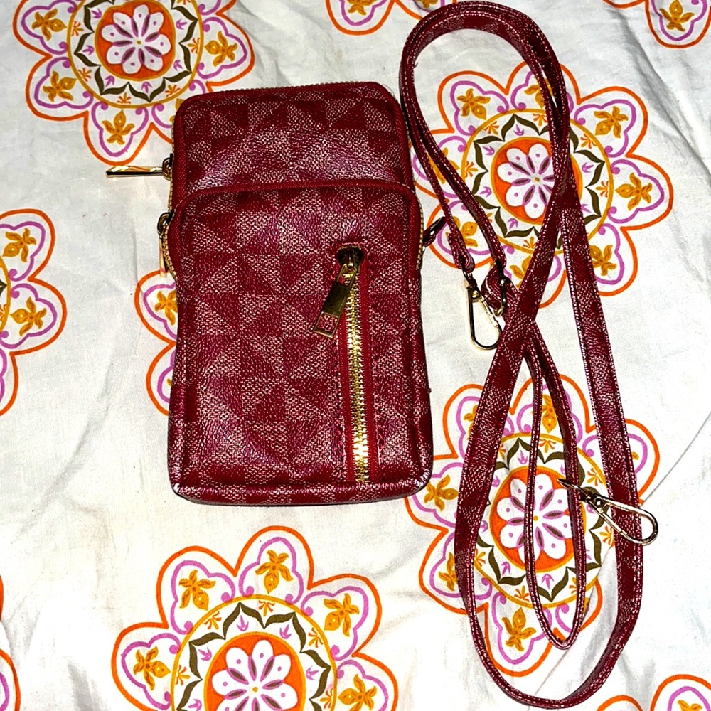 Small Red Geometric Pocketbook Handbag